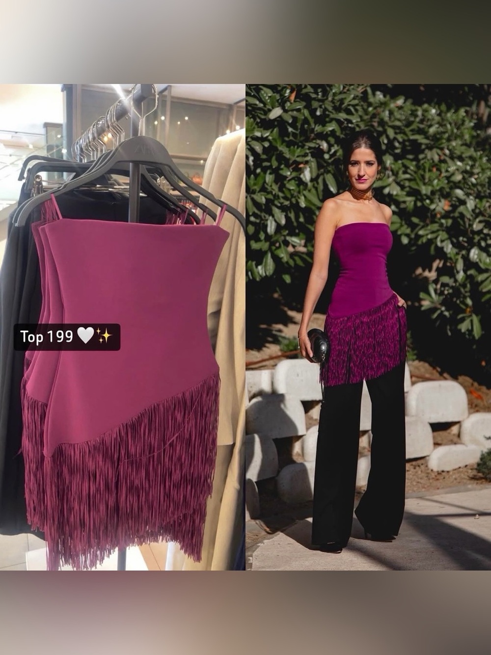 Zara Strapless Fringe Dress in Deep Plum - Picture 3 of 12